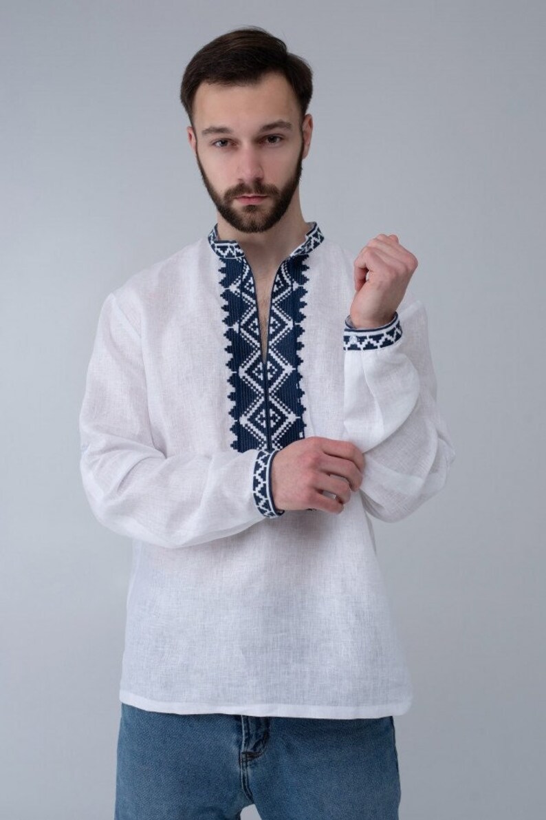 Ukrainian Men's Embroidered Vyshyvanka Shirt, Traditional Folk Clothing with Classic Embroidery, Perfect Gift for Him, fathers day gift image 1