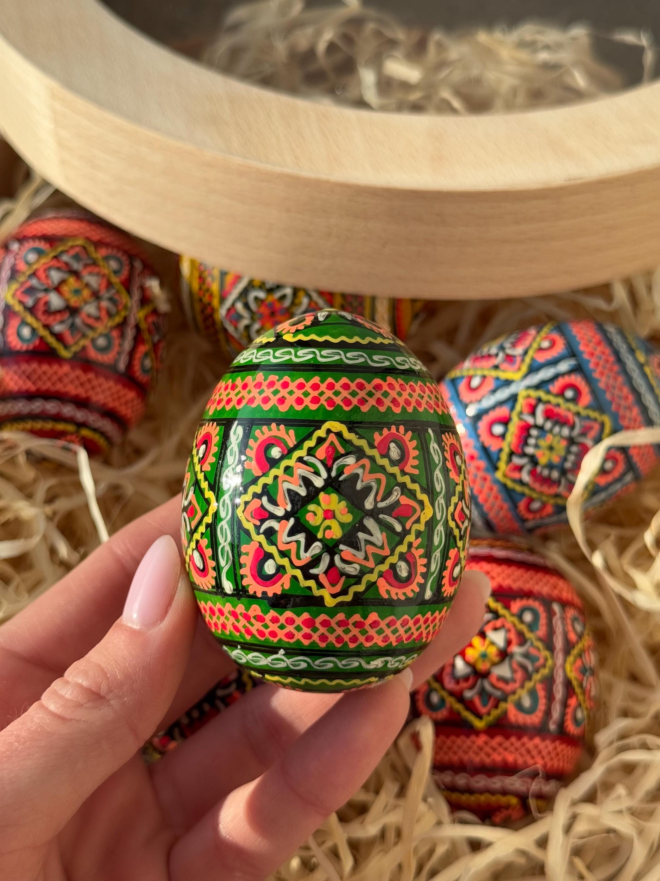 Hand Painted Ukrainian Pysanky Wooden Eggs, Set of 6 - Etsy