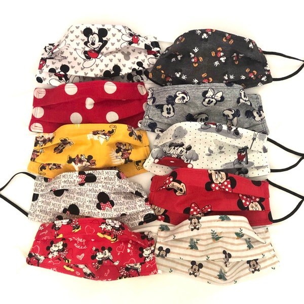 ADJUSTABLE Mickey & Minnie Mouse Face Masks - Disney Child, Teen and Adult Sizes