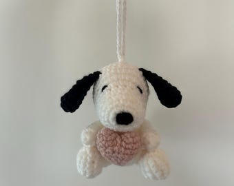 Crochet Snoopy Handmade Car Hanger Bag Clip Keychain Amigurumi Stuffed Animal