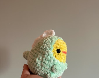 Crochet Duck in Dinosaur Costume Handmade Plushie Amigurumi Stuffed Animal