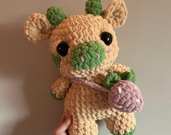 Gehaakte Aardbei Matcha Koe Amigurumi Plushie Handgemaakte Knuffel