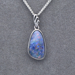 925 Sterling Silver Natural Australian Boulder Opal Doublet Pendant Necklace | October Birthstone | Fine Gemstone Jewelry | Gift Jewelry