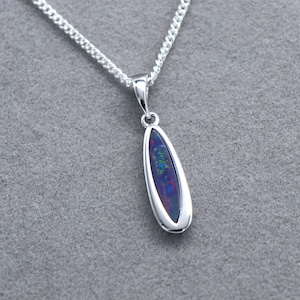 925 Sterling Silver Natural Australian Boulder Opal Doublet Pendant Necklace | October Birthstone | Fine Gemstone Jewelry | Gift Jewelry