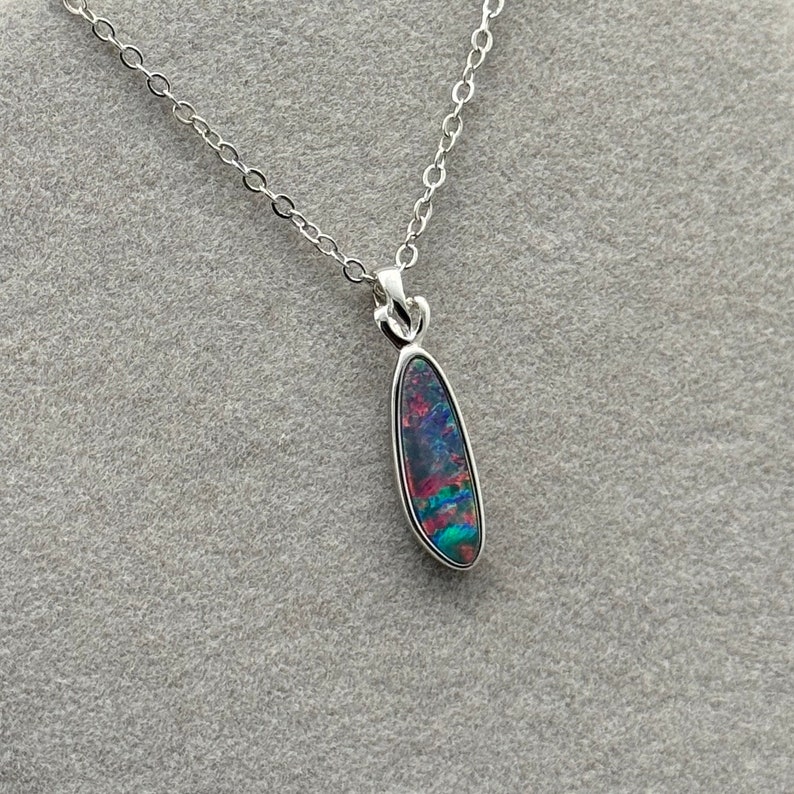925 Sterling Silver Natural Australian Boulder Opal Doublet Pendant