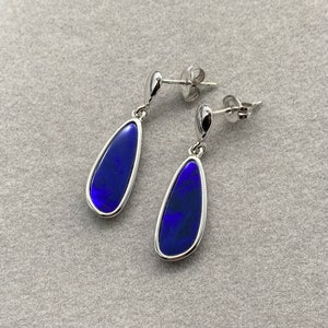925 Sterling Silber Natürliche australische Boulder Opal Doublet Ohrringe | Oktober Geburtsstein | Edelstein Schmuck | Tropfen Ohrringe | Geschenk