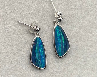 Peruvian Opal Earrings October Birthstone Opal Earrings Boulder Opal Earrings Statement Earrings Opal Silver