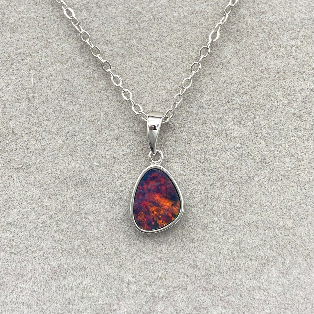 925 Sterling Silver Natural Australian Boulder Opal Doublet Pendant