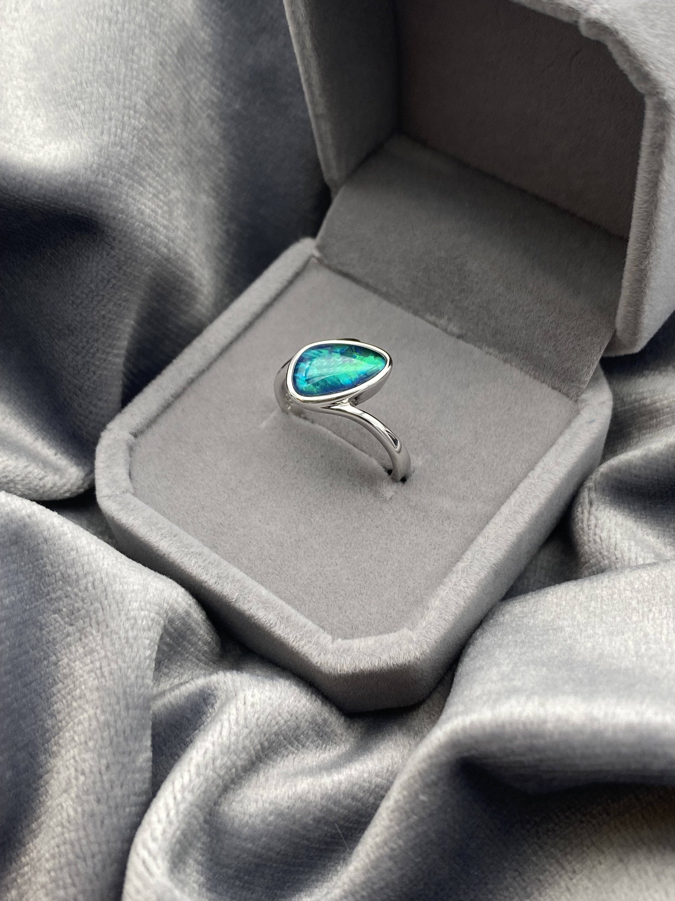 Anello Opale Triplet Australiano In Argento Sterling 925 - Black Friday - Tutte Le Dimensioni Disponibili - Foto 3