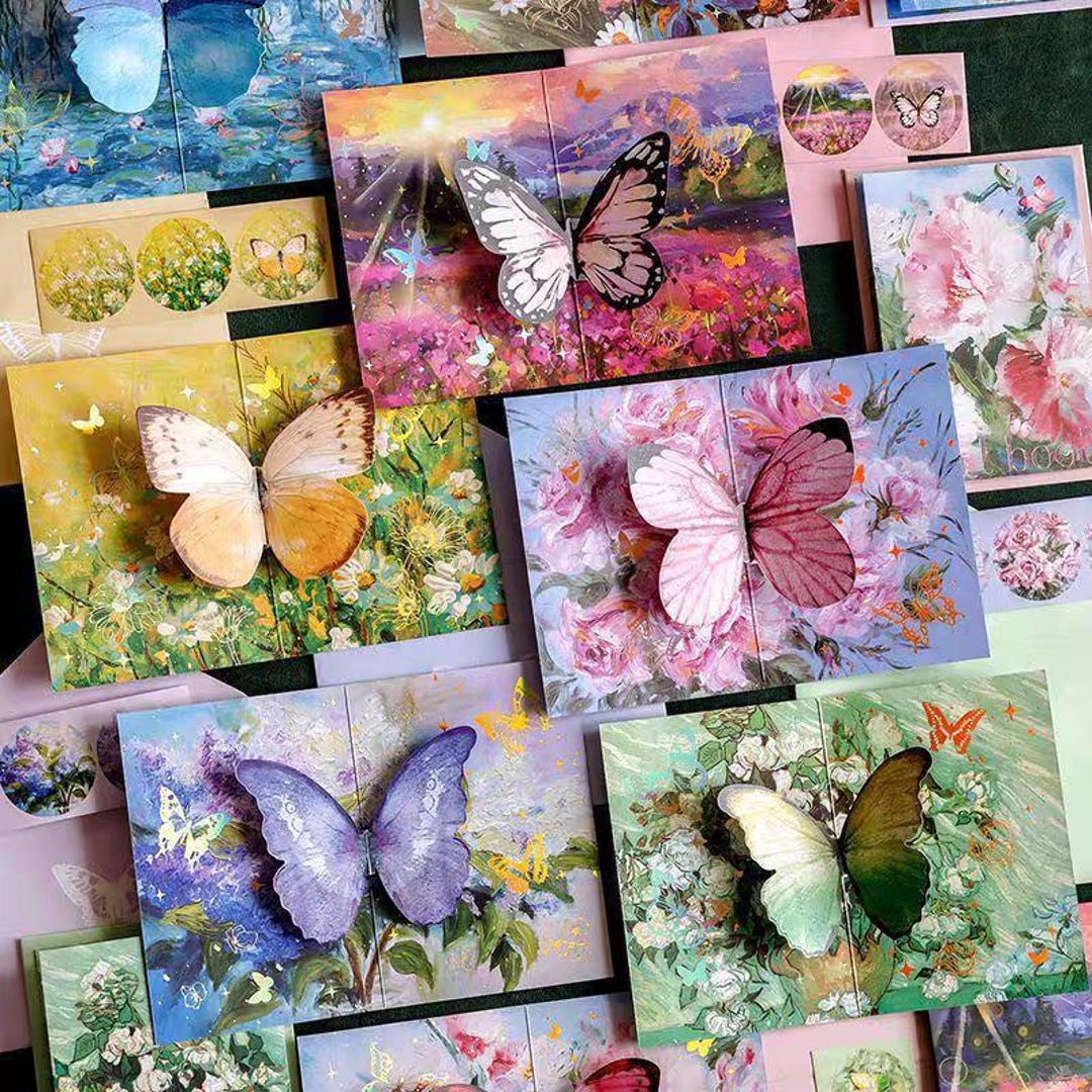 Vibrant 3D Butterfly Greeting Cards - Colorful Souvenir Cards for ...