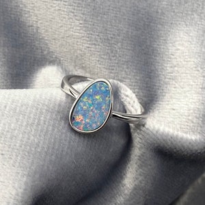 US#7 Sterling Silver Natural Australian Boulder Opal Doublet Ring | October Birthstone | Fine Gemstone Jewelry | Gift