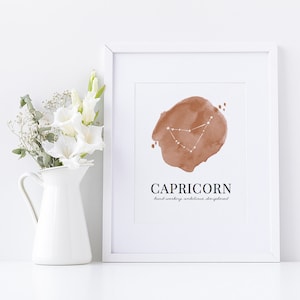 CAPRICORN - Watercolor Zodiac Sign Wall Art Print **DIGITAL DOWNLOAD**