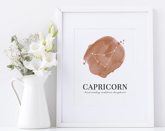 CAPRICORN - Watercolor Zodiac Sign Wall Art Print **DIGITAL DOWNLOAD**