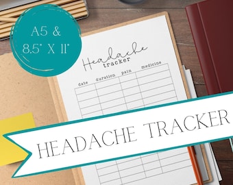 Headache Tracker | Migraine Log | Chronic Illness A5 Bullet Journal Insert | Spoonie