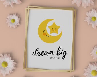 Dream Big, Little One Wall Art | Nursery Decor | Baby Shower Gift
