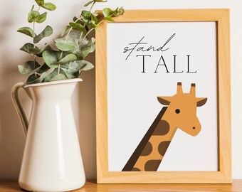 Giraffe Safari Nursery Wall Art | Printable Animal Wall Decor | "Stand Tall"