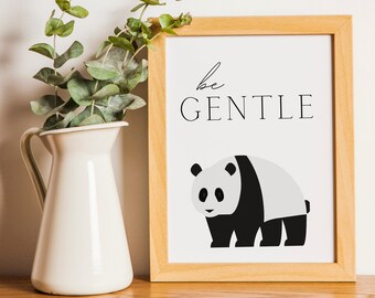 Panda Safari Nursery Wall Art | Printable Animal Wall Decor | Baby Shower Gift | "Be Gentle"