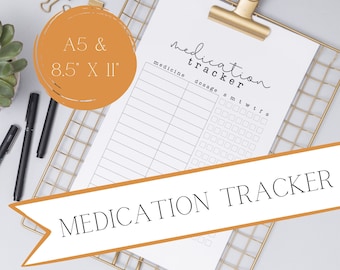 Medication Tracker | A5 Bullet Journal Insert | Chronic Illness Log | Spoonie