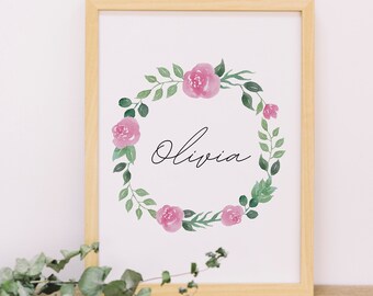 Custom Baby Name Nursery Printable Wall Art | Personalized Gift | New Baby Gift