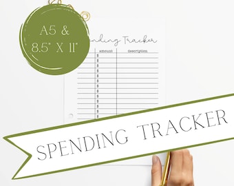Minimalist Spending Tracker Printable | A5 Bullet Journal Insert | Expenses Log