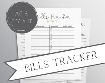 Monthly Bills Tracker Bundle | Set of 12 | A5 Bullet Journal Inserts
