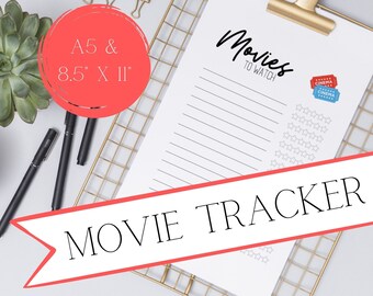 Movie Tracker | A5 Bullet Journal Insert | Movies to Watch Log