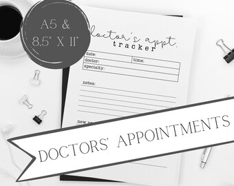 Doctor's Appointment Tracker | Medical File | A5 Bullet Journal Insert | Chronic Illness Log