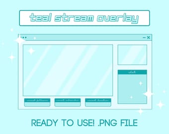 Simple Teal Twitch Stream Overlay | Turquoise, Cyan, Light Blue