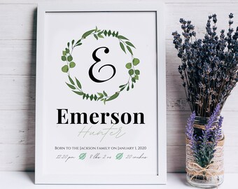 Custom Baby Name Nursery Printable Wall Art (GENDER NEUTRAL) | Personalized Gift | New Baby Gift