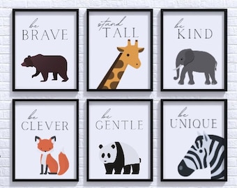 Safari/Woodland Animal Art Print Set | Nursery Wall Decor | Set of 6