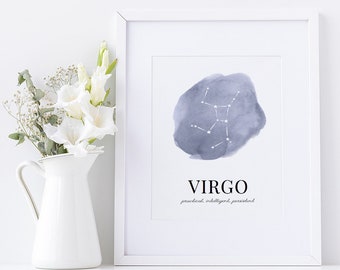 VIRGO - Watercolor Zodiac Sign Wall Art Print **DIGITAL DOWNLOAD**