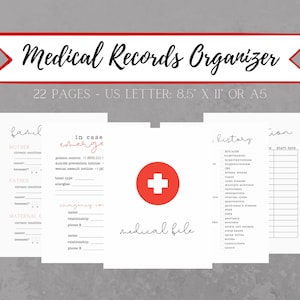 Medical Records Organizer | PRINTABLE | Bullet Journal Inserts | Chronic Illness Log | Spoonie Planner | 8.5" x 11" or A5