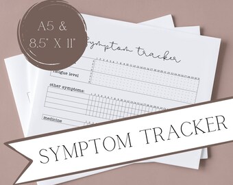 Printable Symptom Tracker | A5 Bullet Journal Insert | Chronic Illness Log | Spoonie