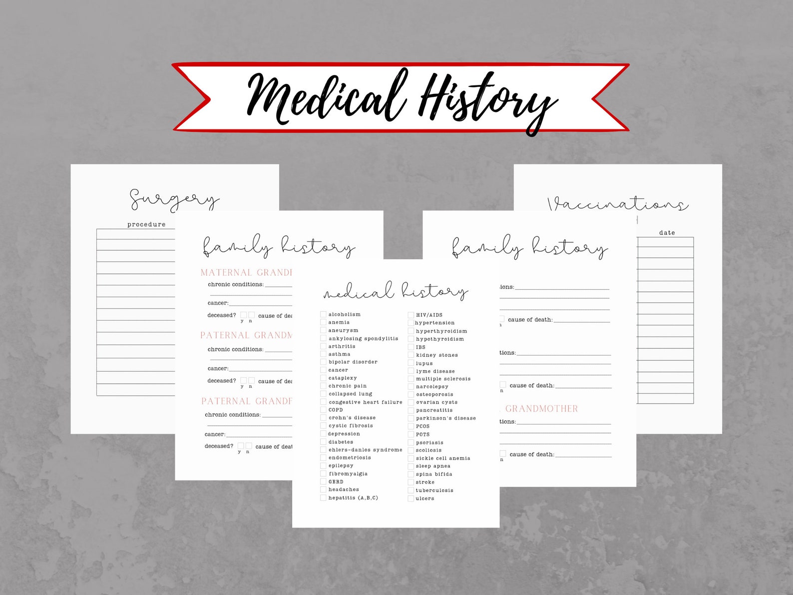 Medical Records Organizer PRINTABLE Bullet Journal Inserts Chronic ...