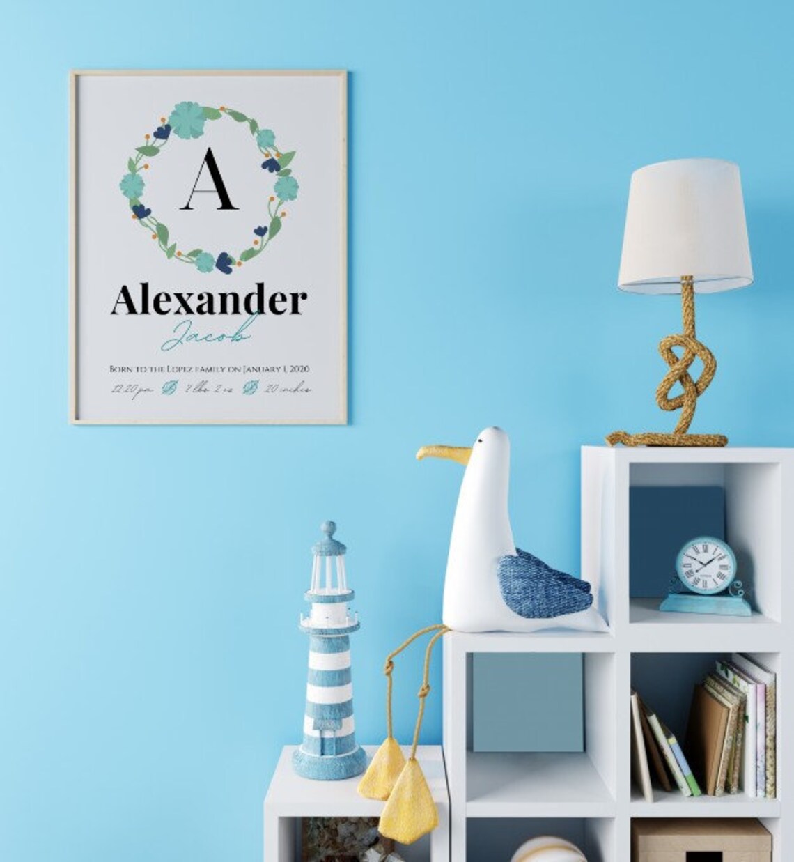 Custom Baby Boy Name Nursery Printable Wall Art Personalized | Etsy