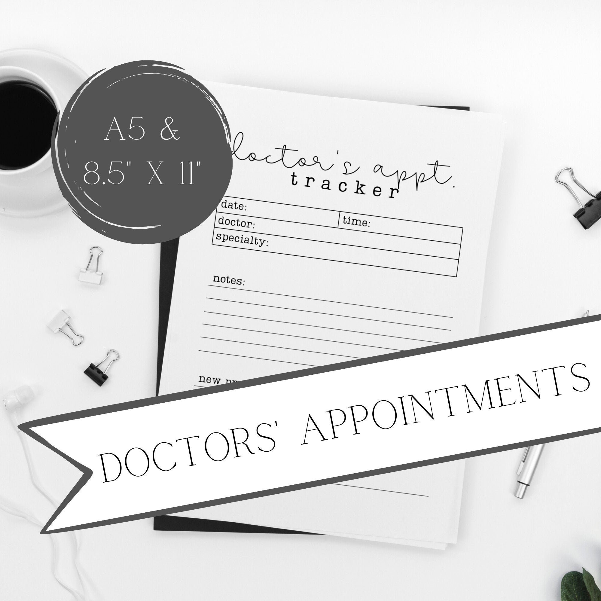 Doctor's Appointment Tracker Medical File A5 Bullet Etsy