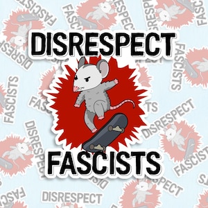 Adesivo de desrespeito aos fascistas, decalque de gambá antifascista esquerdista