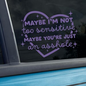 Maybe I'm Not Too Sensitive, Maybe You're Just An A**hole Vinyl Decal