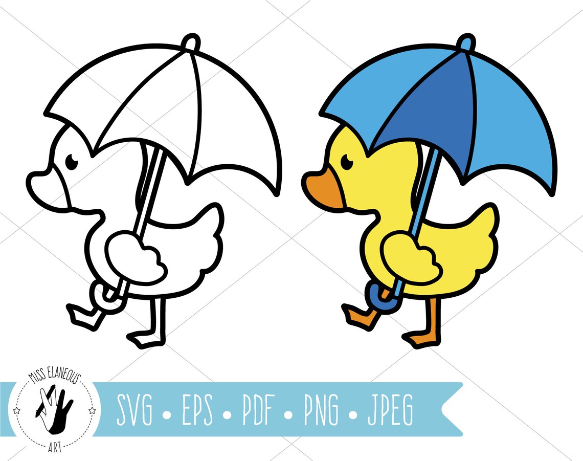 Cute Duck With Umbrella SVG Umbrella Duckling Cut File Cute Etsy