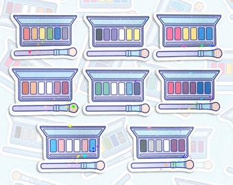 Pastel Pride Palette Holo Stickers, LGBTQIA+ Pride Decals, Subtle Kawaii Sparkly Pride Stickers