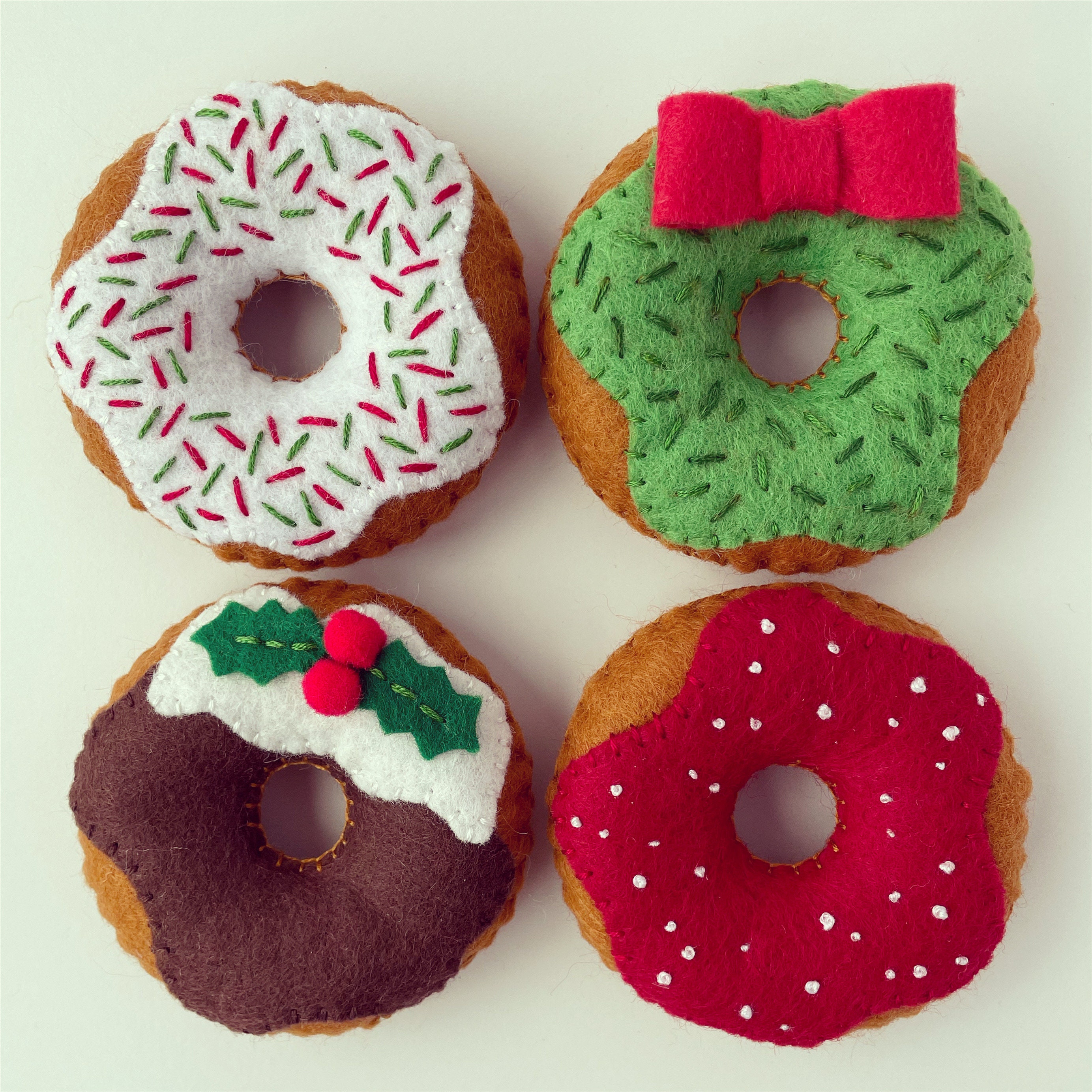 Felt Christmas Donuts Xmas Doughnuts Sprinkles Felt Food Etsy