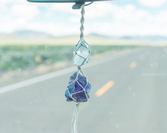 Amethyst car charm, quartz rear view mirror charm, boho car accessories for women, metaphysical gifts for her, witchy gifts for, calming