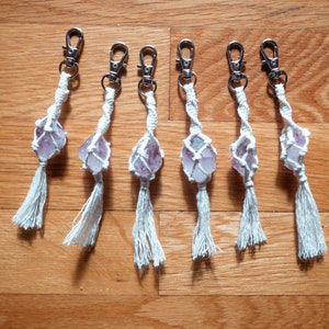 Amethyst Crystal Quartz Macrame Keychain, gift for best friend, witchy decor, crystal charms