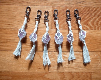 Amethyst Crystal Quartz Macrame Keychain, gift for best friend, witchy decor, crystal charms