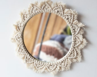 Macrame Mirror, Macrame Boho Decor, Macrame wall hanging, Boho Home Decor, Mirror Wall Hanging, Van Decor, Rv Decor