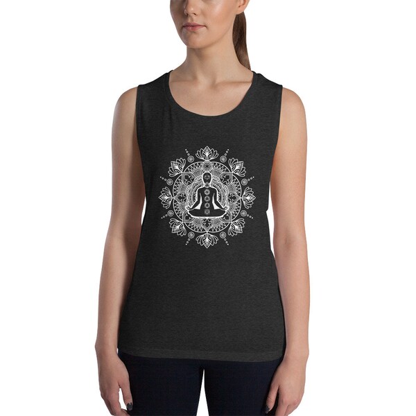 Yoga Tank Top for Women, Mandala Muscle shirt, Meditation tank top for women, Cute mandala shirt,  chakra tank top for women, yoga shirt