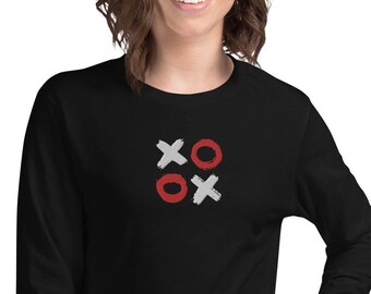 Embroidery XOXO design sweatshirt, Embroidered Love Shirt, Women's Valentines shirt, Fun Valentine shirt, Cute Valentines gift for her