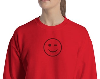 Smiley Face Embroidered Sweatshirt, Minimalist sweatshirt, happy face embroidered sweater, happy face embroidery oversized sweatshirt