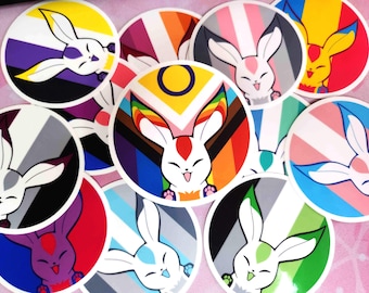 FFXIV Carbuncle Pride Flag Stickers | Final Fantasy XIV | Water Bottle & Laptop Decoration | Stationery | LGBTQIA+