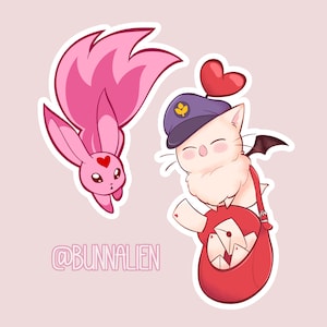 FFXIV Stickers Valentine Carbuncle & Mail Moogle Postmoogle | Final Fantasy XIV